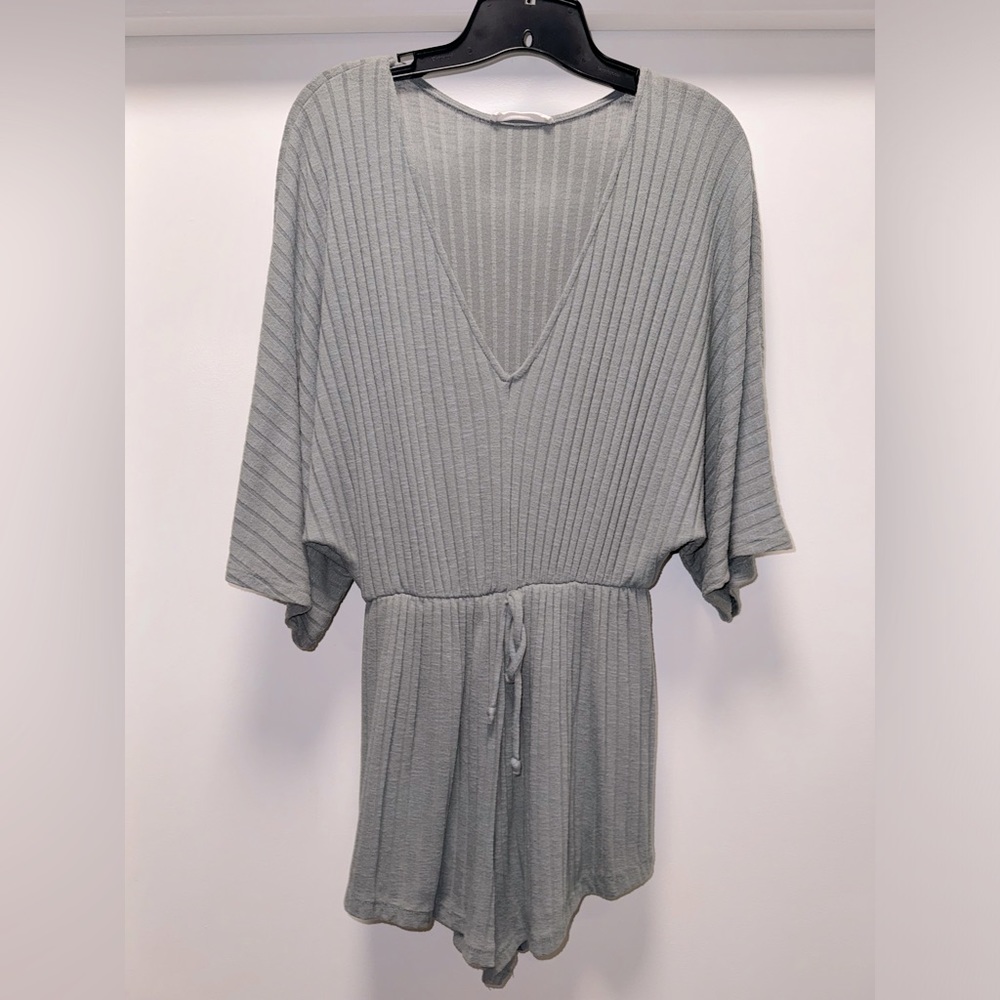 Honey Belle Super Cozy Sea Foam Blue Green Knit Romper Jumper Coverup Size Small